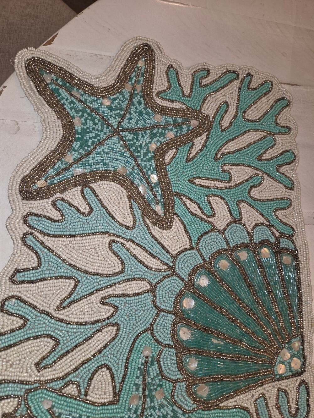 Coastal Collection Beaded Seashell Table Runner - Picture 5 of 10